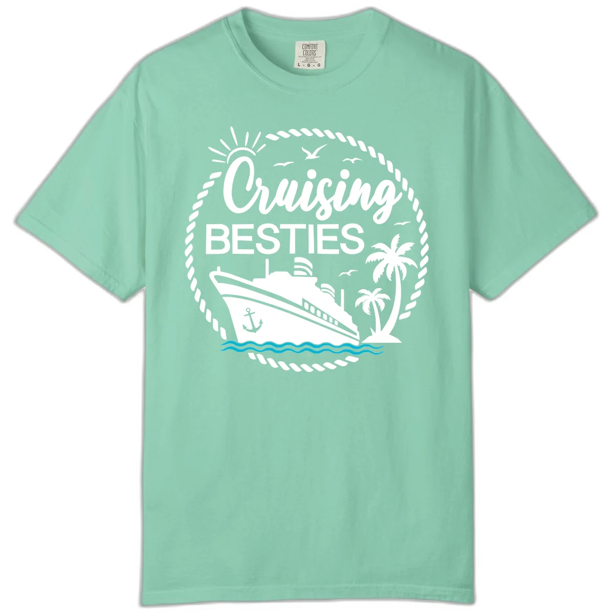 Cruising Besties Comfort Color Tee in Island Reef