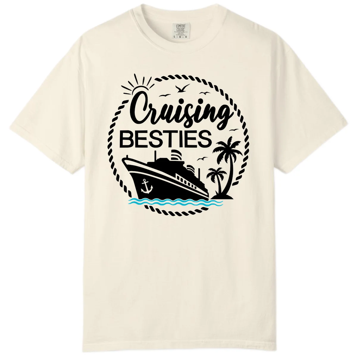 Cruising Besties Comfort Color Tee in Ivory