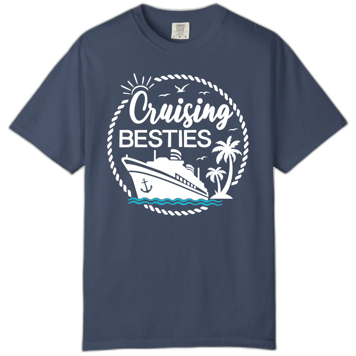 Cruising Besties Comfort Color Tee in Midnight
