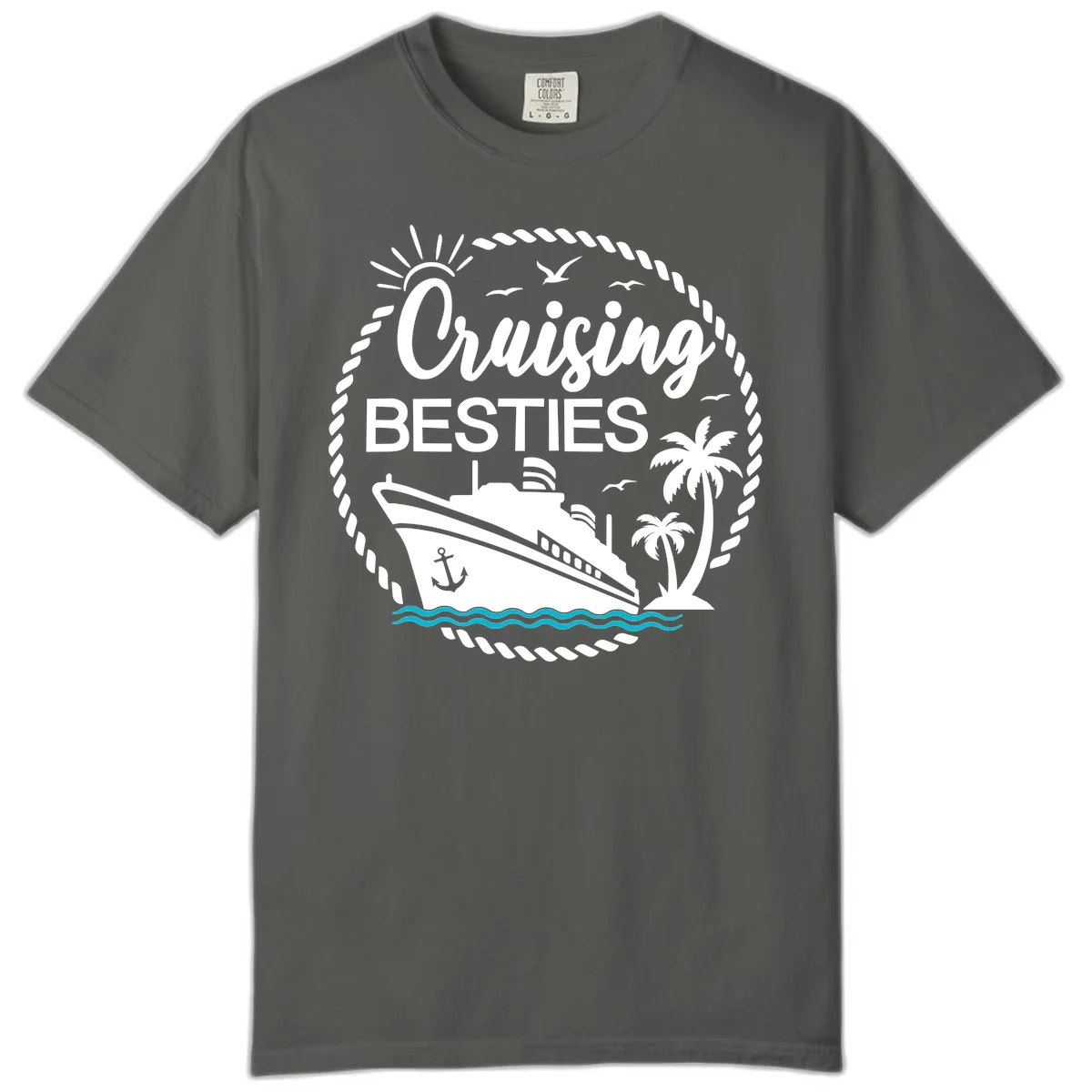 Cruising Besties Comfort Color Tee in Pepper