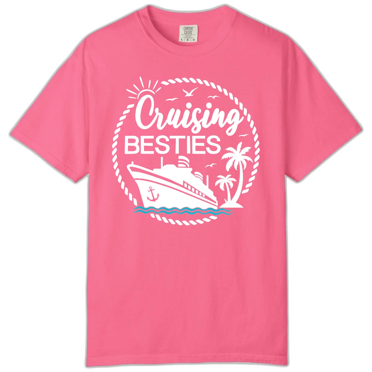 Cruising Besties Comfort Color Tee in Crunchberry