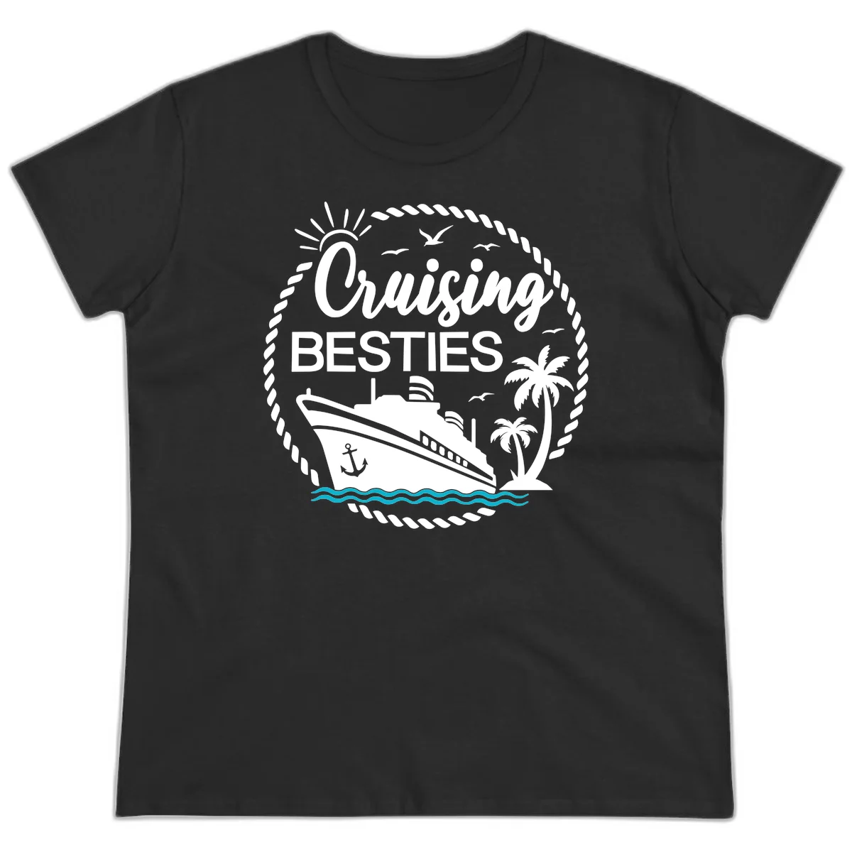 Cruising Besties Ladies Tee in Black