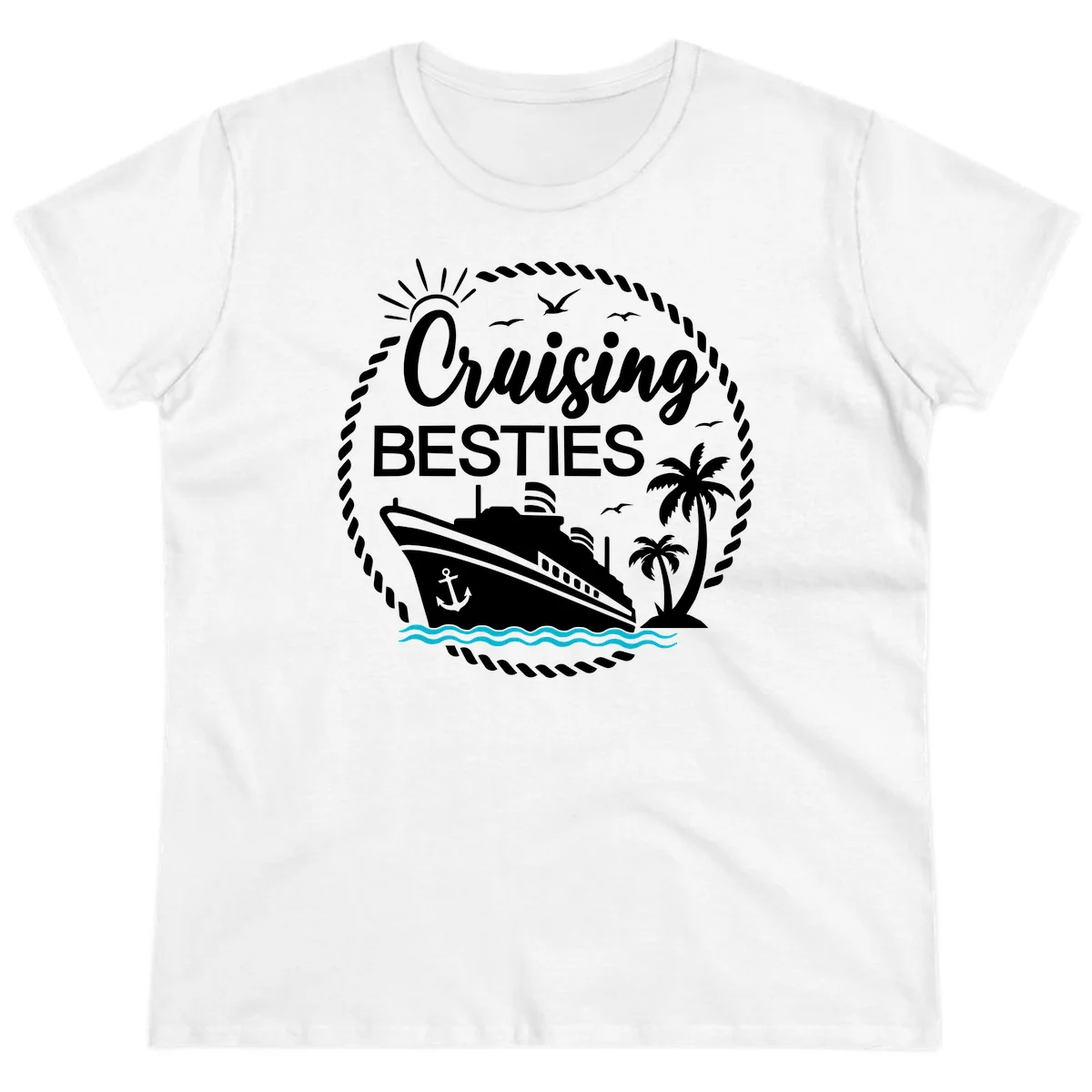 Cruising Besties Ladies Tee in White