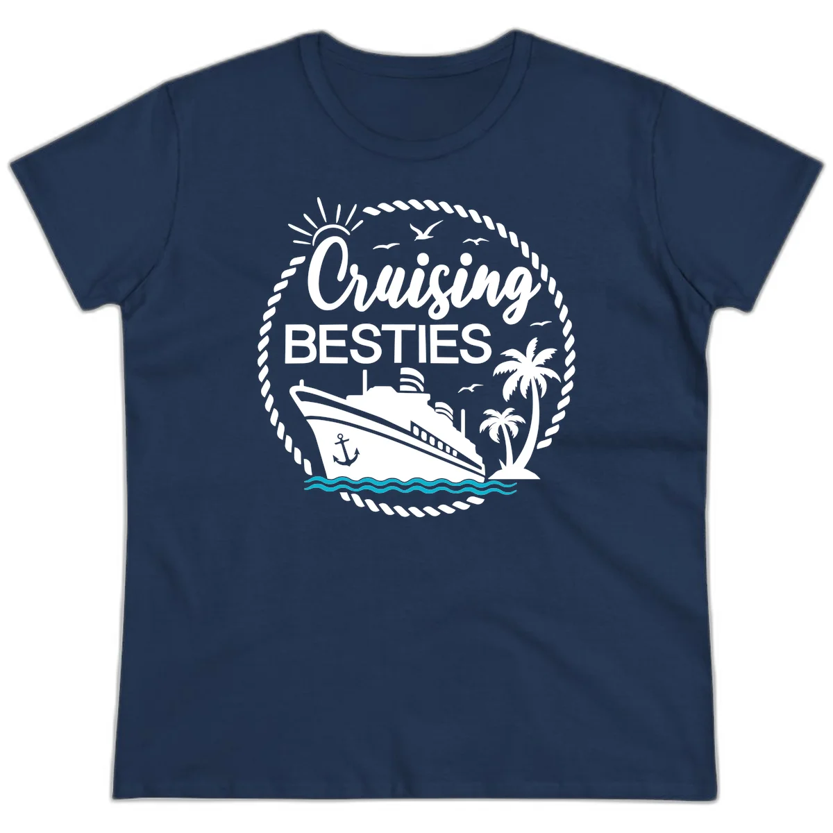 Cruising Besties Ladies Tee in Navy