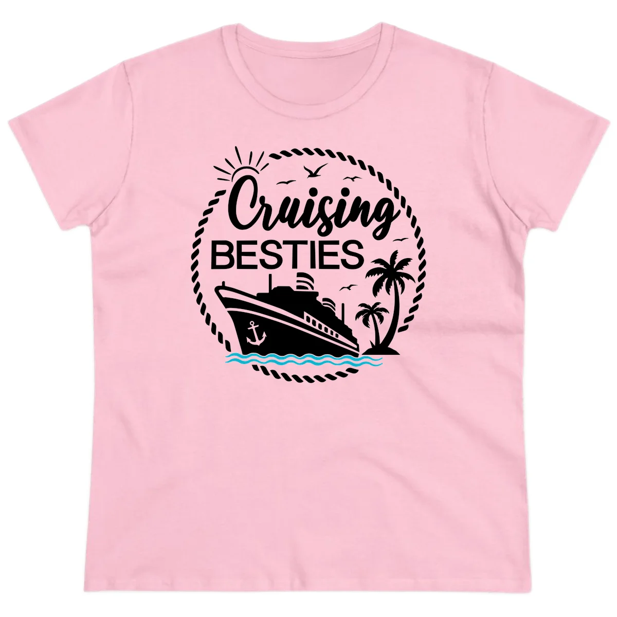 Cruising Besties Ladies Tee in Light Pink