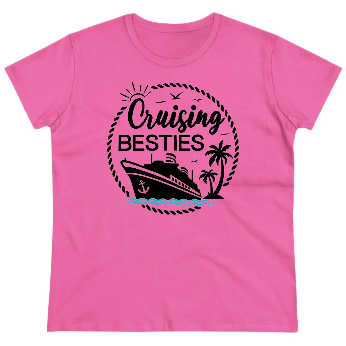 Cruising Besties Ladies Tee in Azalea