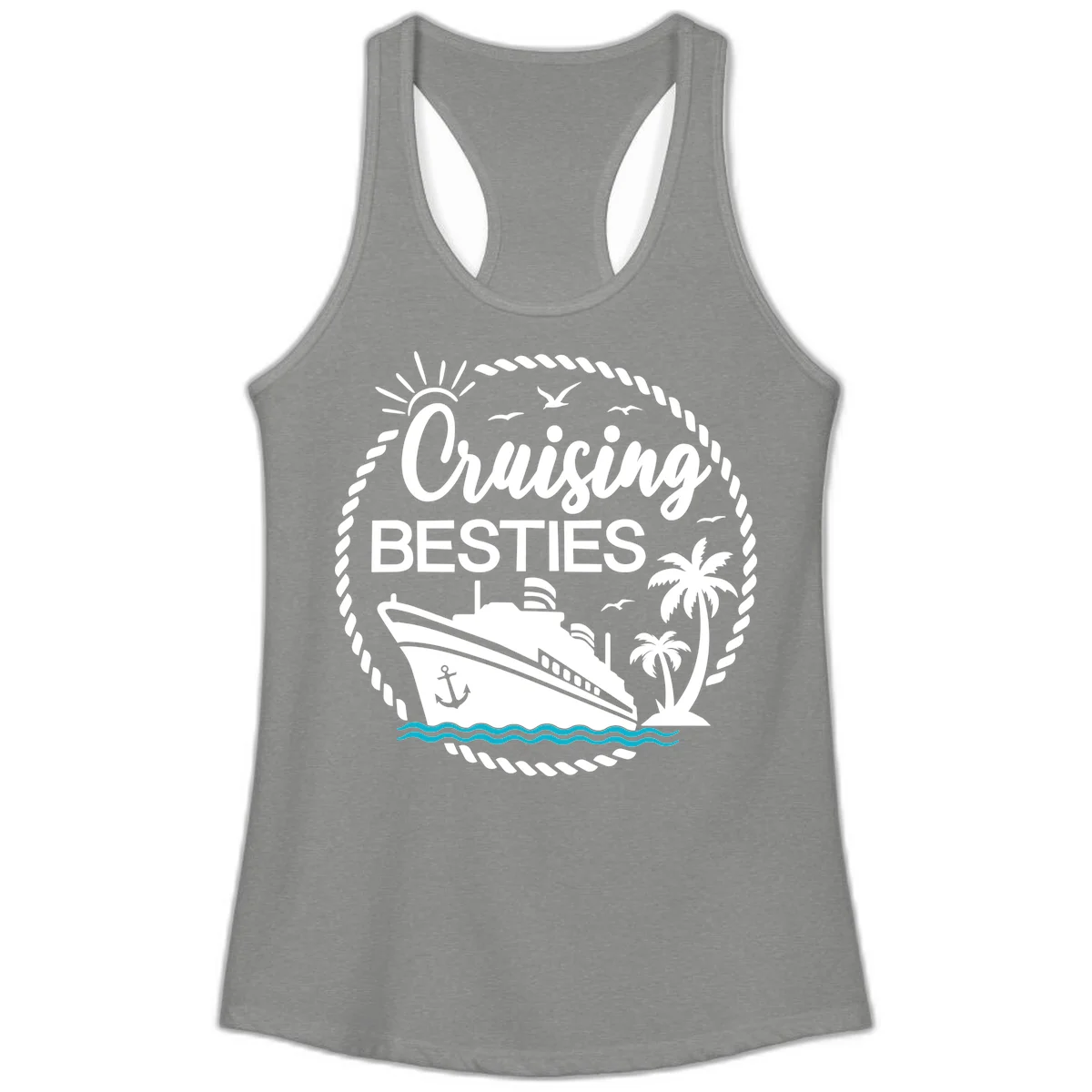 Cruising Besties Ladies Tank in Heather Grey