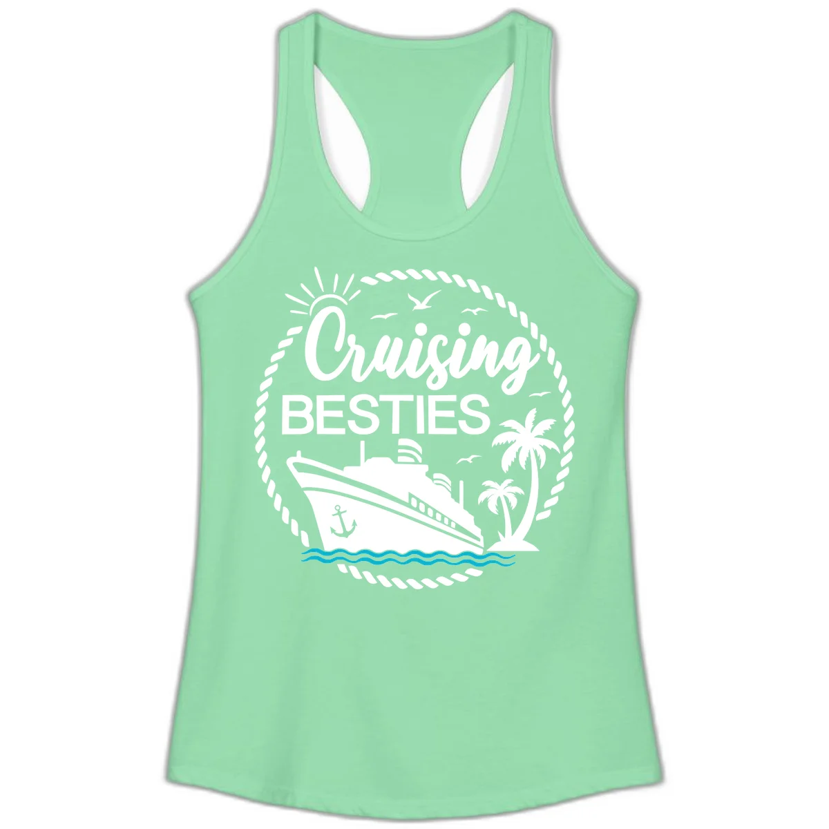 Cruising Besties Ladies Tank in Solid Mint