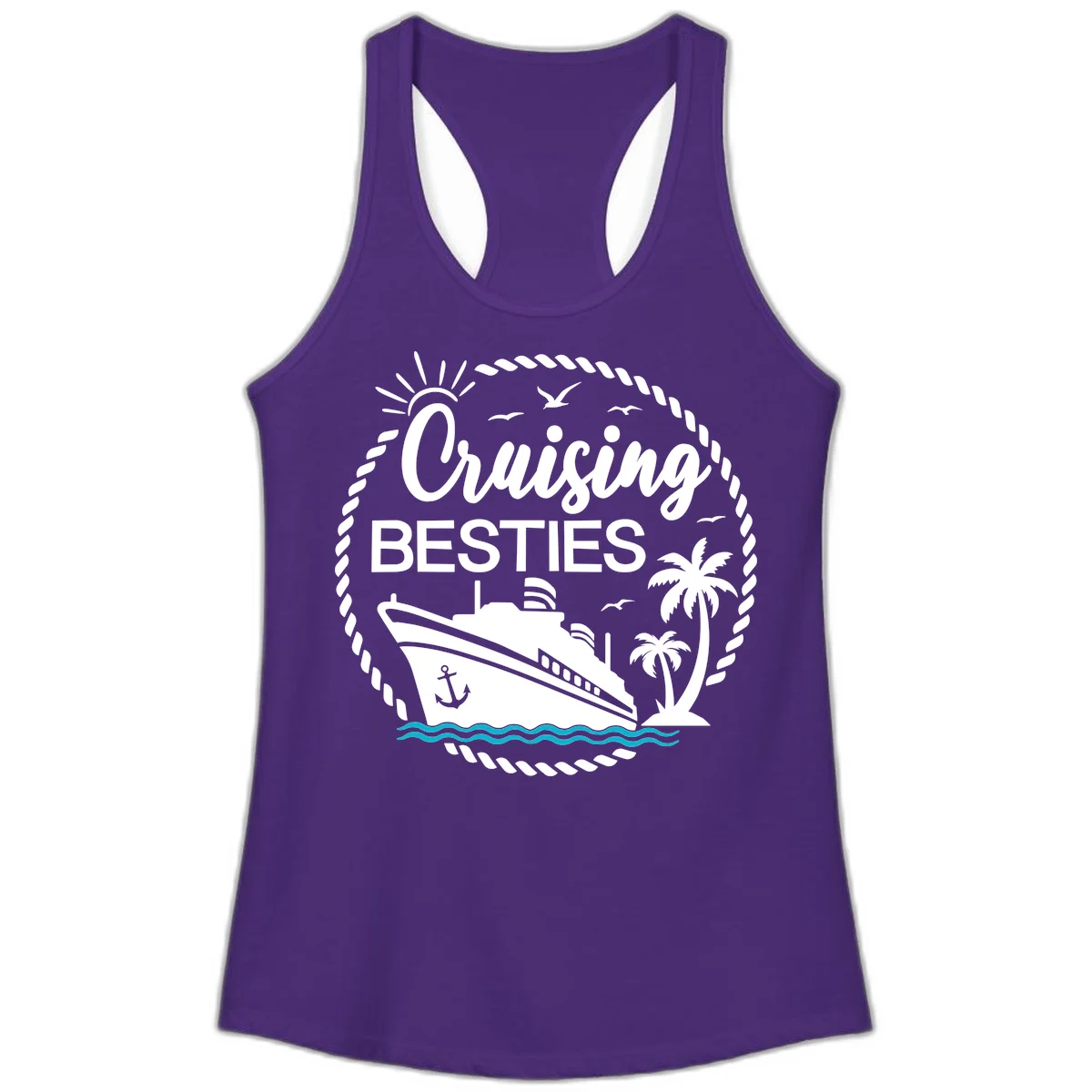 Cruising Besties Ladies Tank in Solid Purple Rush