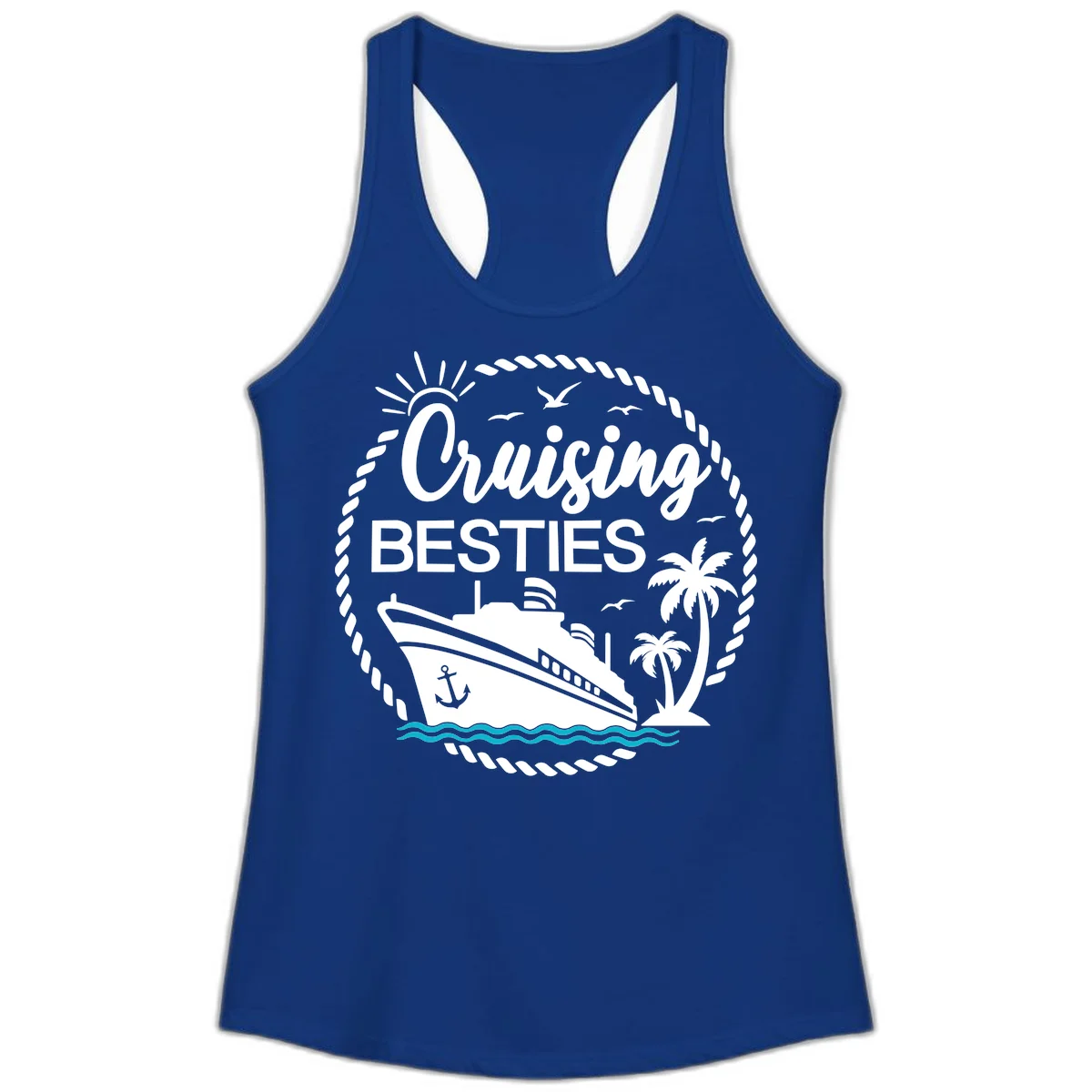 Cruising Besties Ladies Tank in Solid Royal