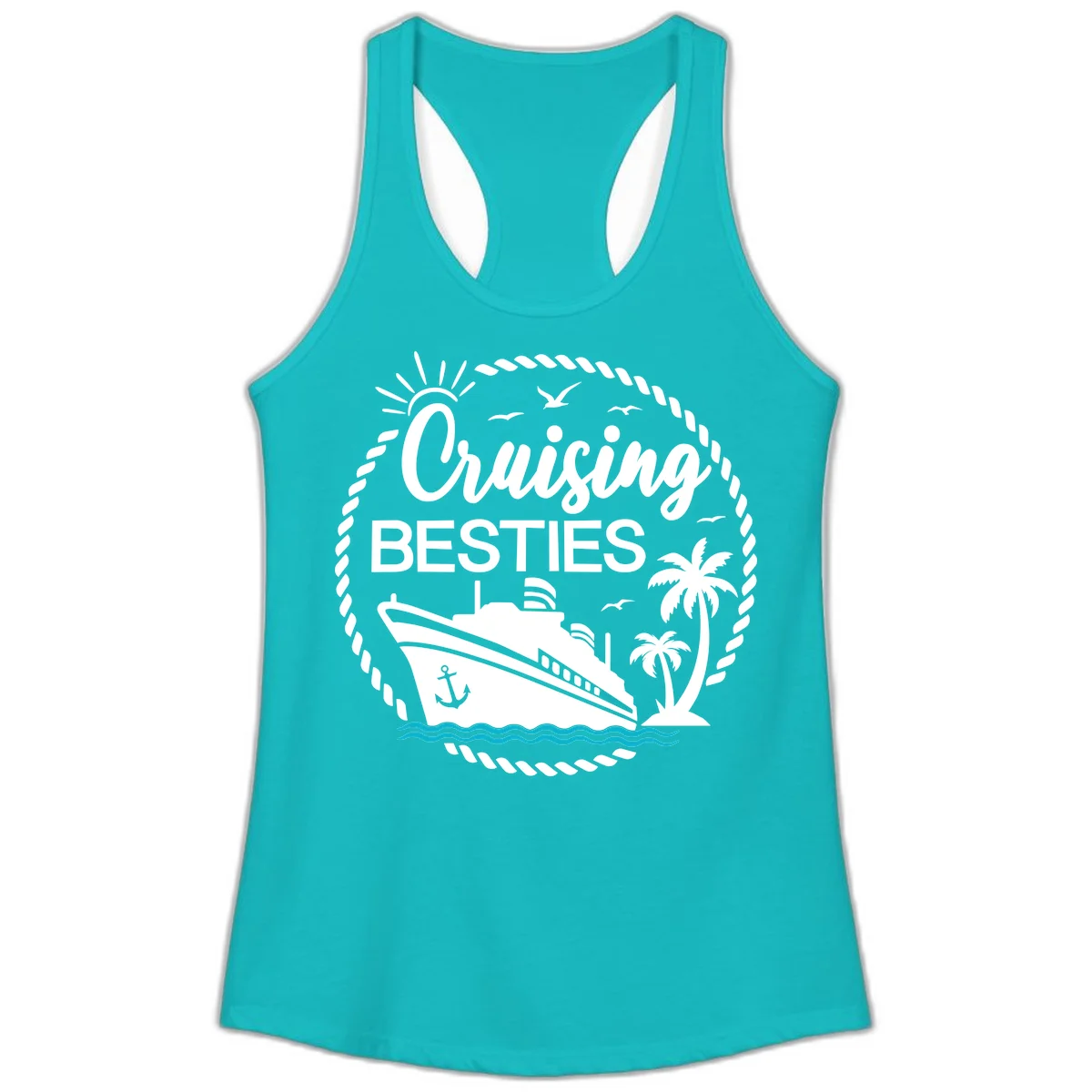 Cruising Besties Ladies Tank in Tahiti Blue