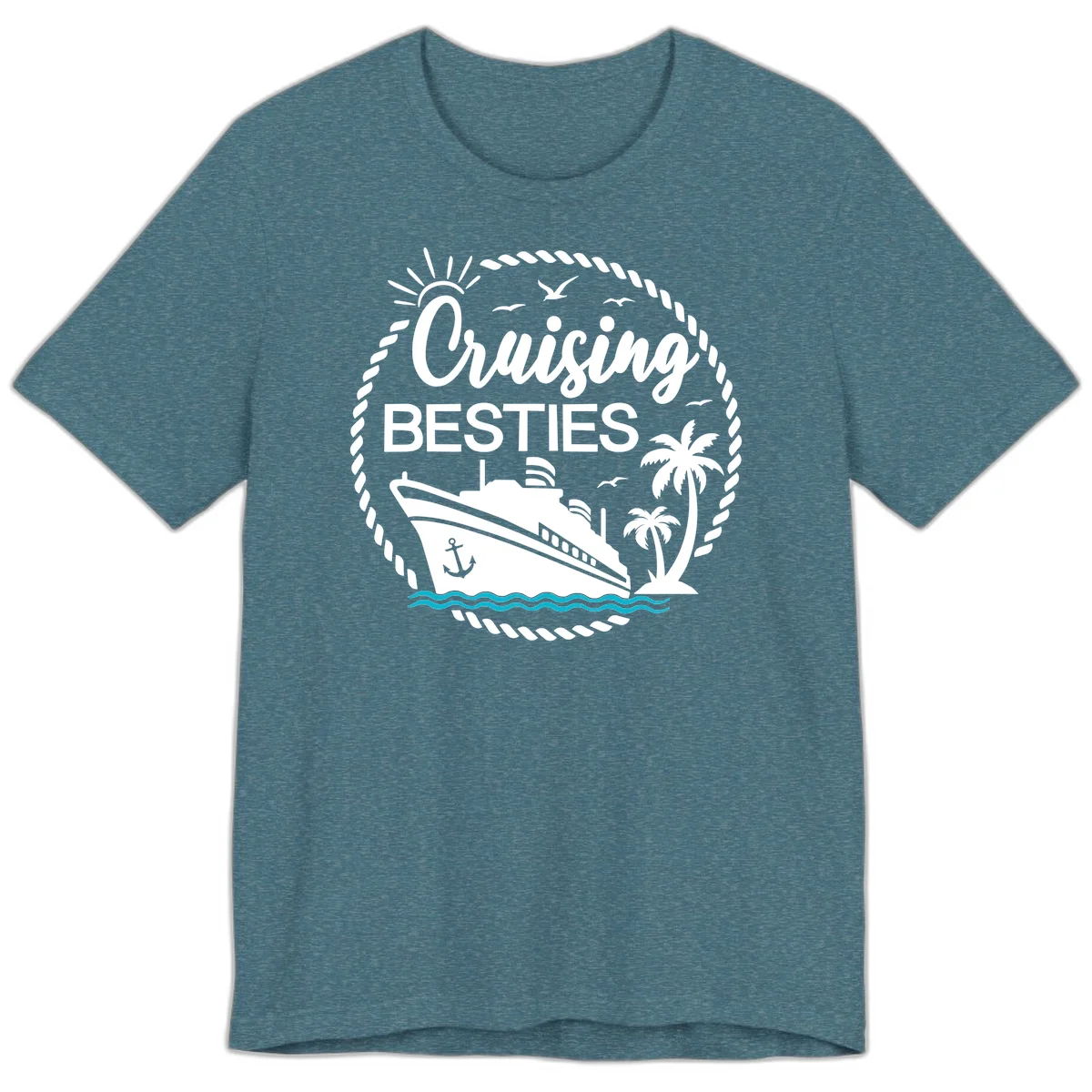 Cruising Besties Premium T-Shirt in Heather Deep Teal