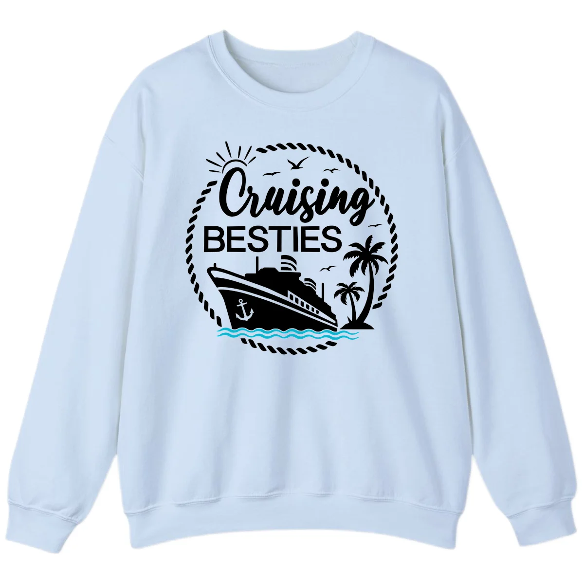 Cruising Besties Sweatshirt in Light Blue