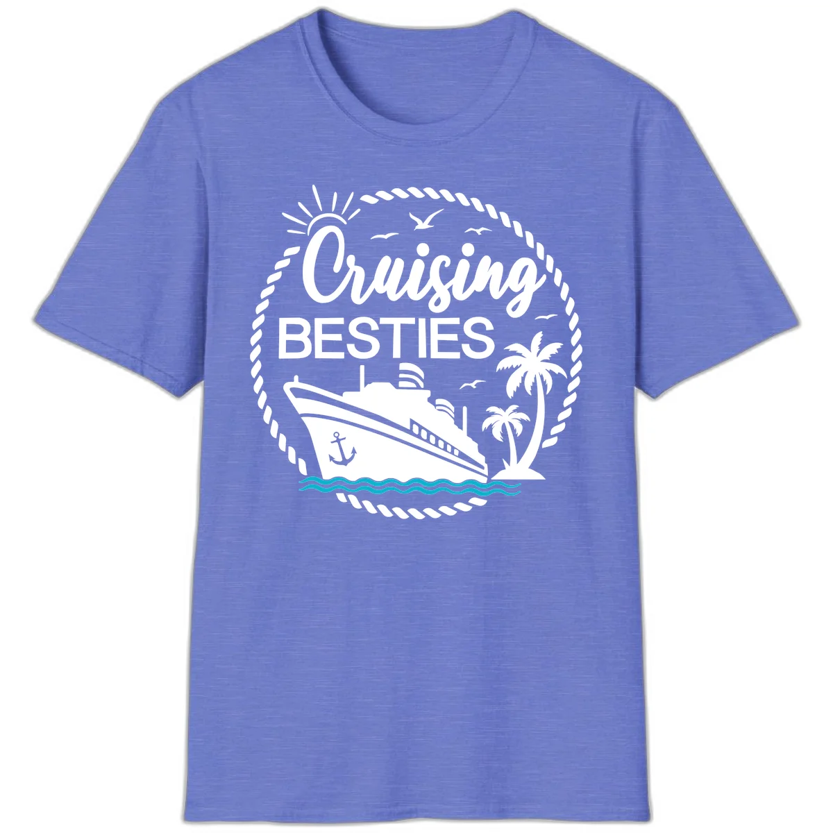 Cruising Besties T-Shirt in Heather Royal