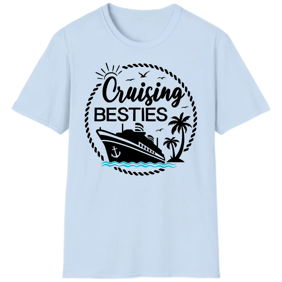 Cruising Besties T-Shirt in Light Blue