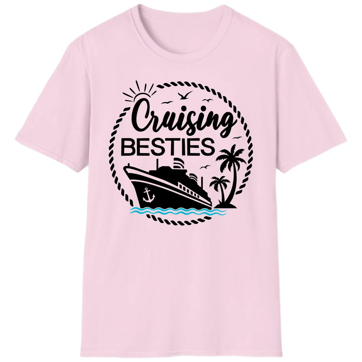 Cruising Besties T-Shirt in Light Pink