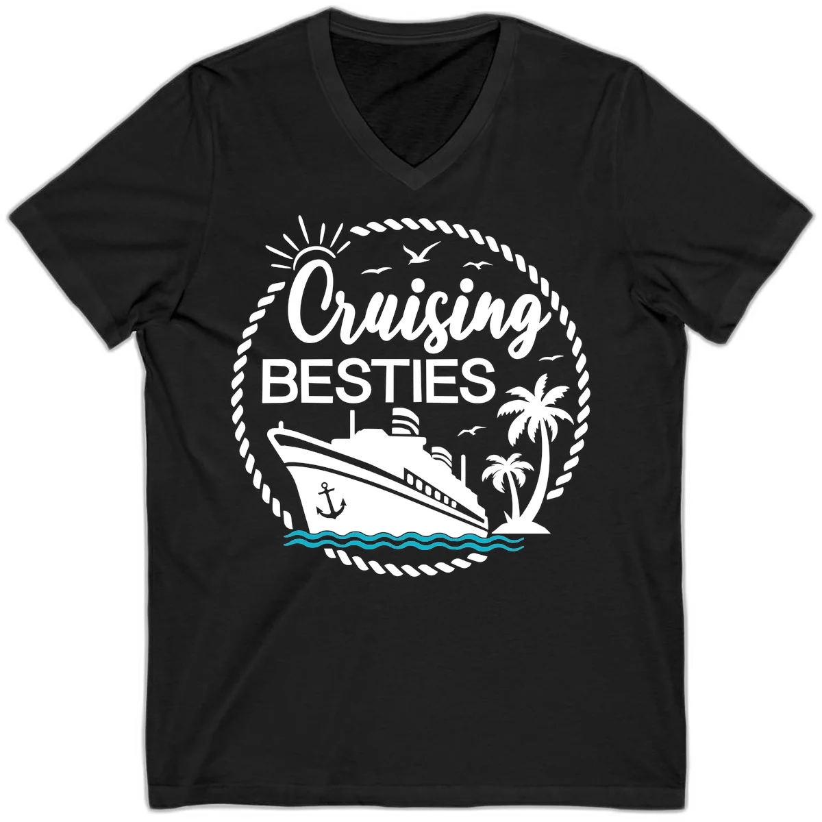 Cruising Besties V-Neck in Black