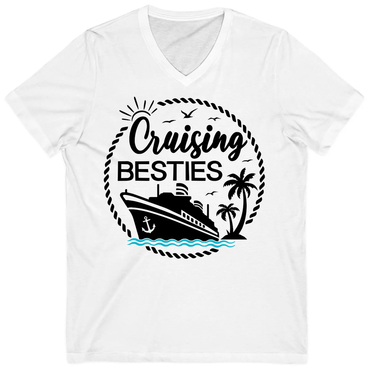 Cruising Besties V-Neck in White