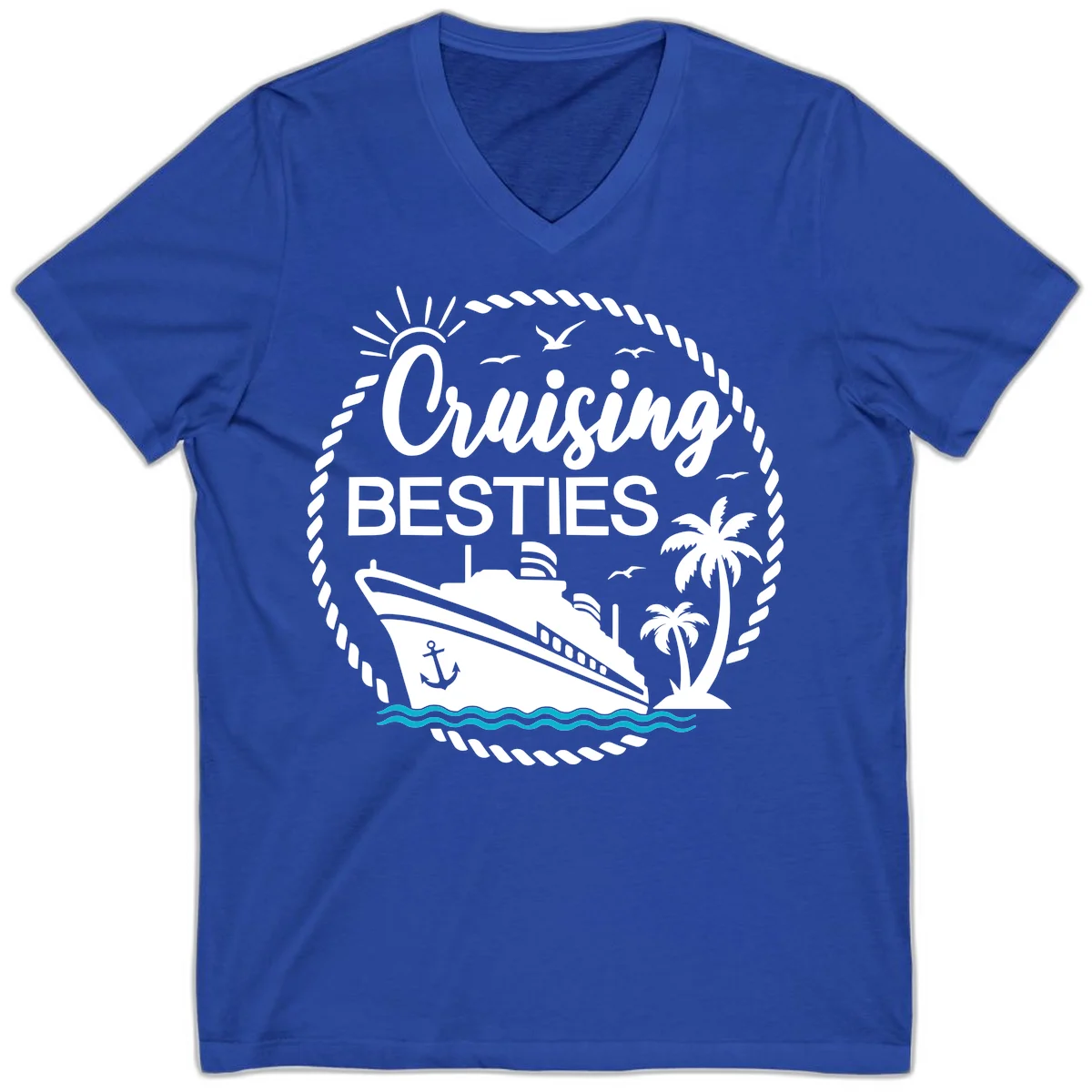 Cruising Besties V-Neck in True Royal