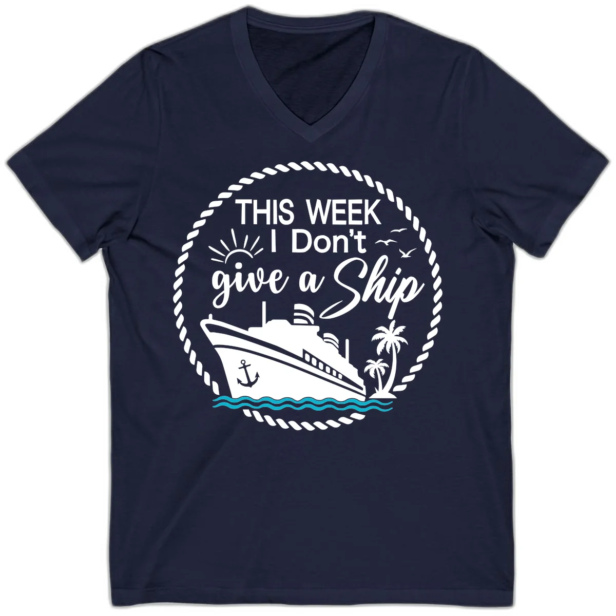 This Week I Don't Give A Ship V-Neck in Navy