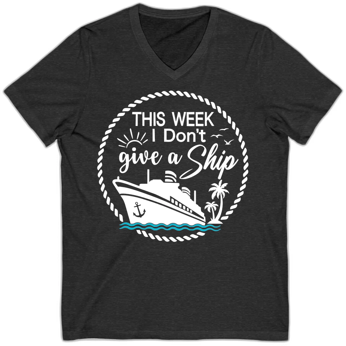 This Week I Don't Give A Ship V-Neck in Dark Grey Heather
