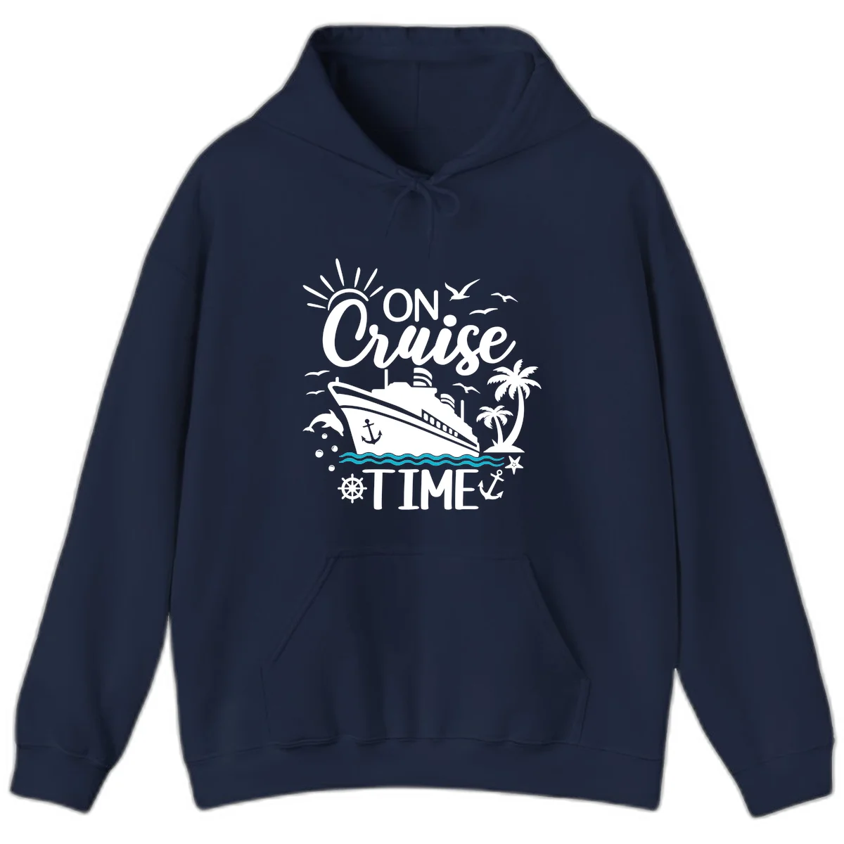 On Cruise Time Hoodie for Nautical Vacation in Navy