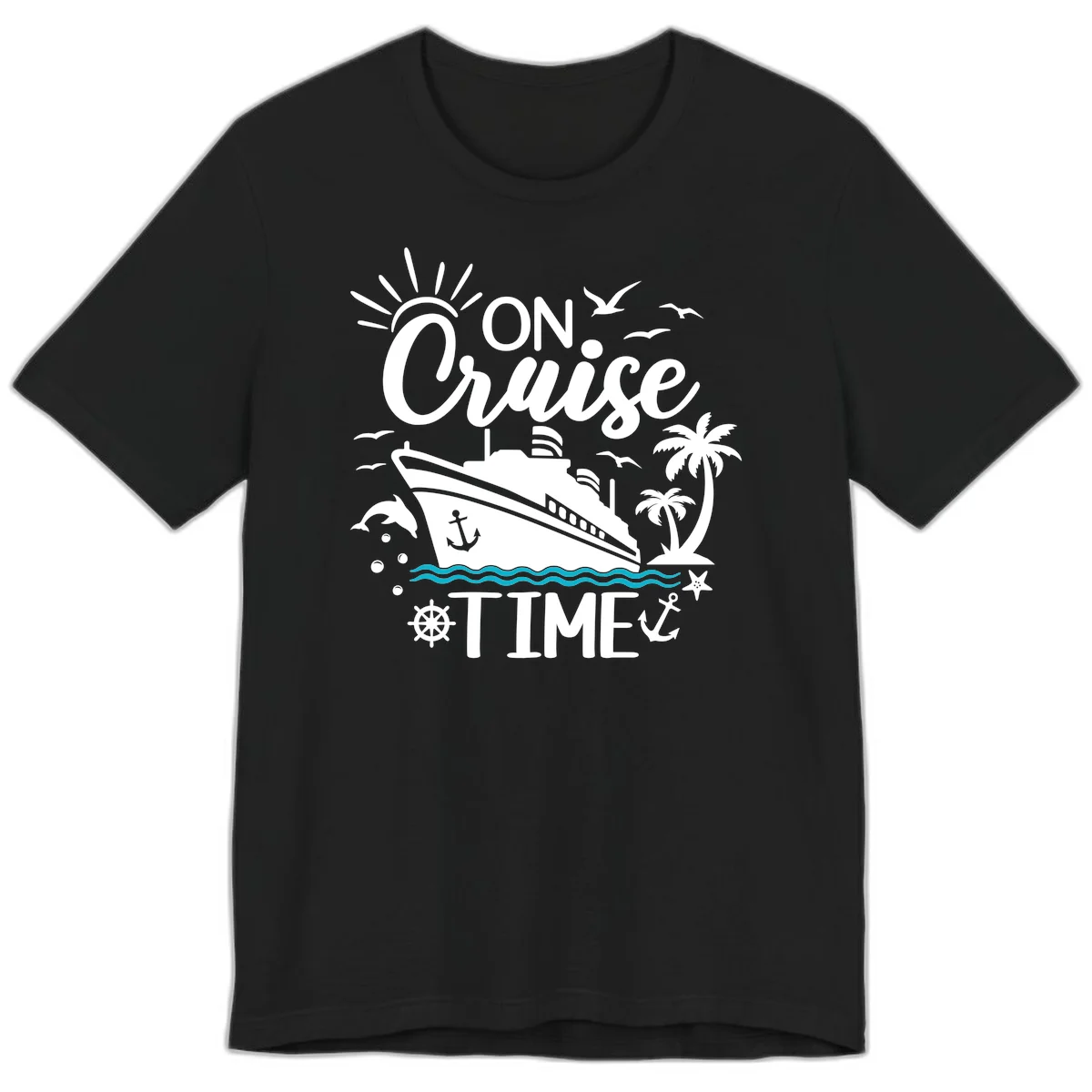 On Cruise Time Premium Vacation Tee for Cruise Lovers in Black