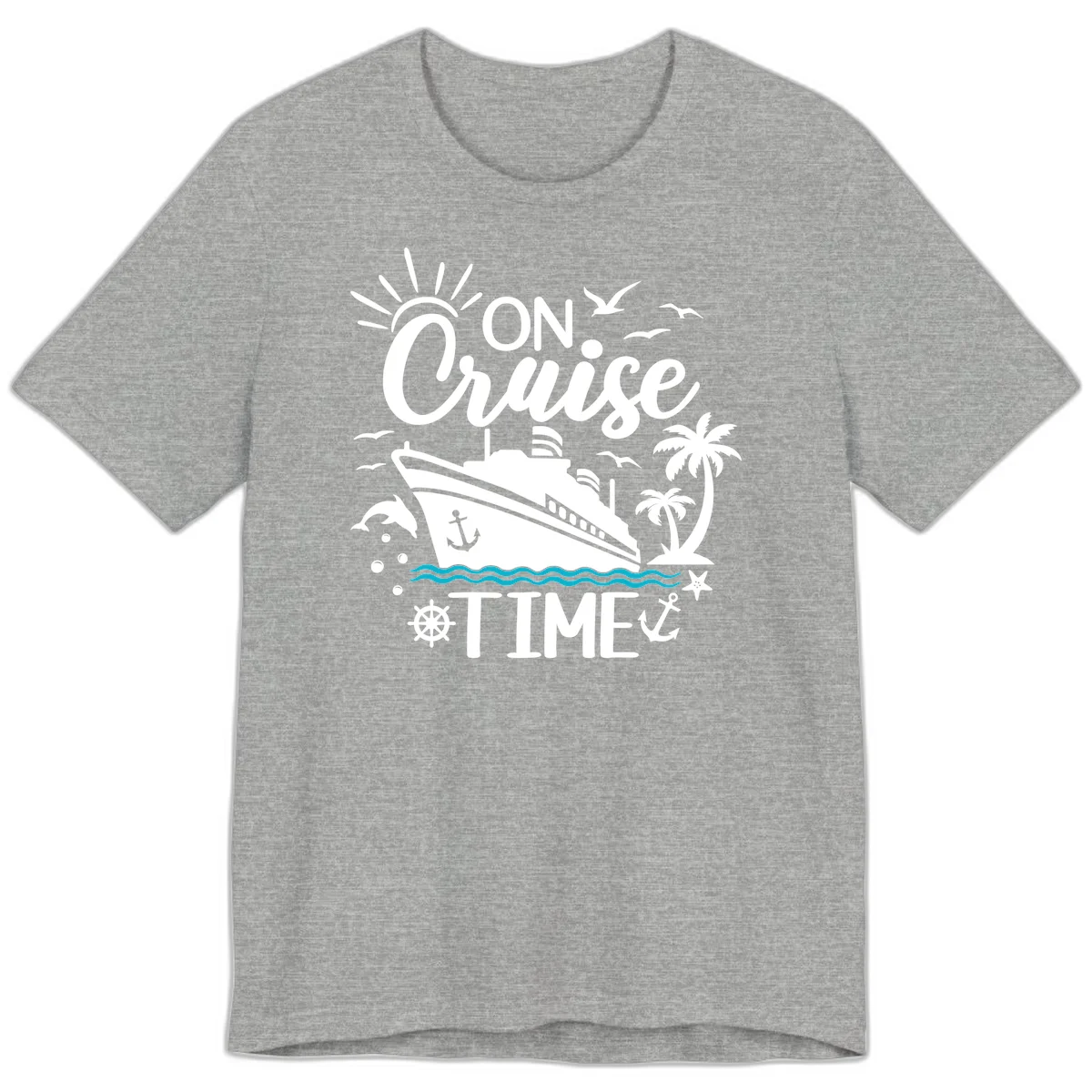 On Cruise Time Premium Vacation Tee for Cruise Lovers in Athletic Heather