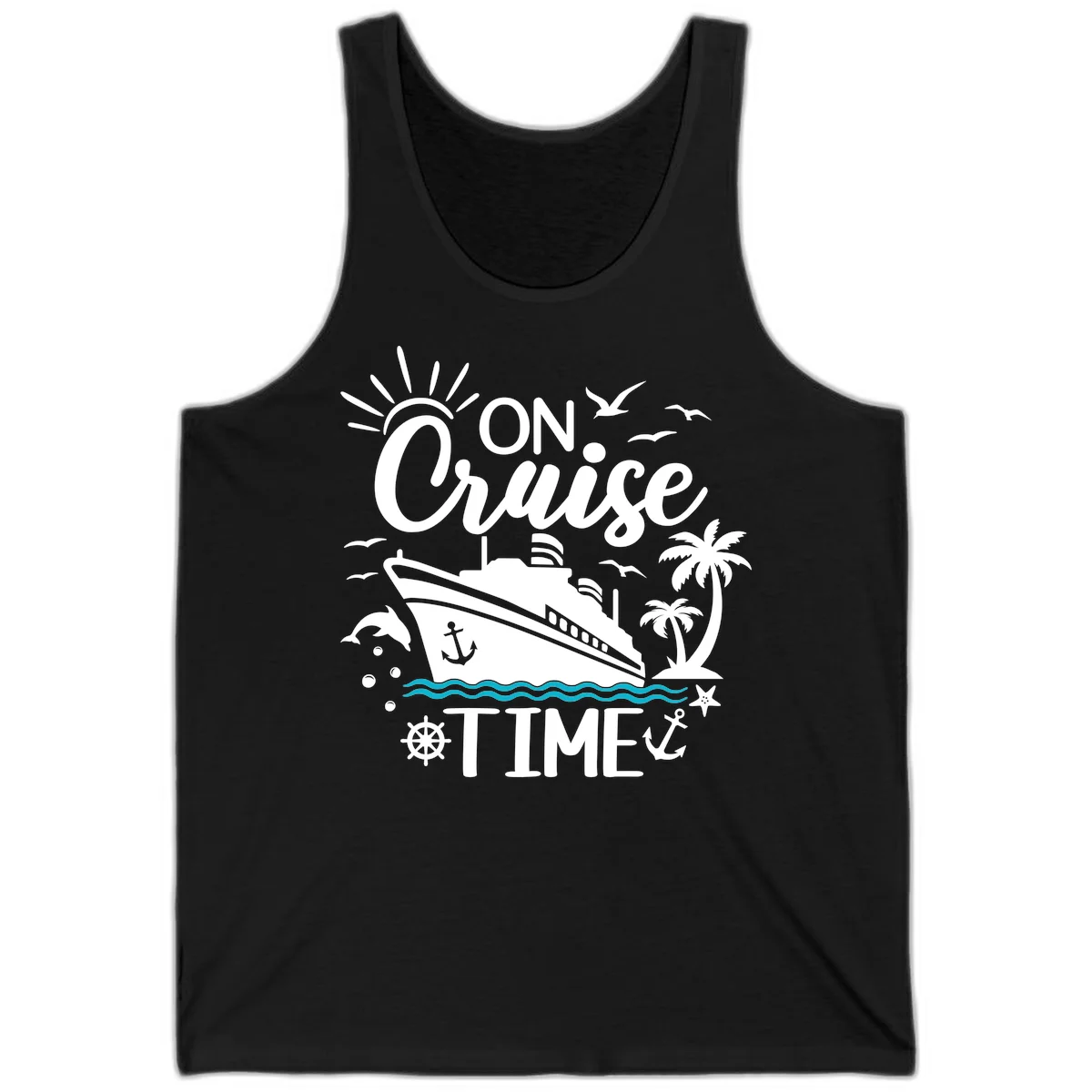 On Cruise Time Tank Top for Cruise Vacation in Black