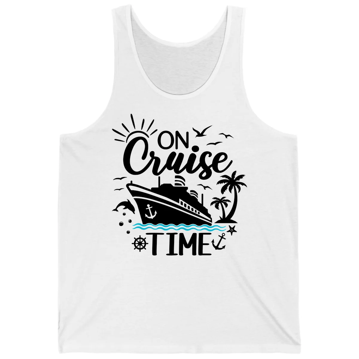On Cruise Time Tank Top for Cruise Vacation in White