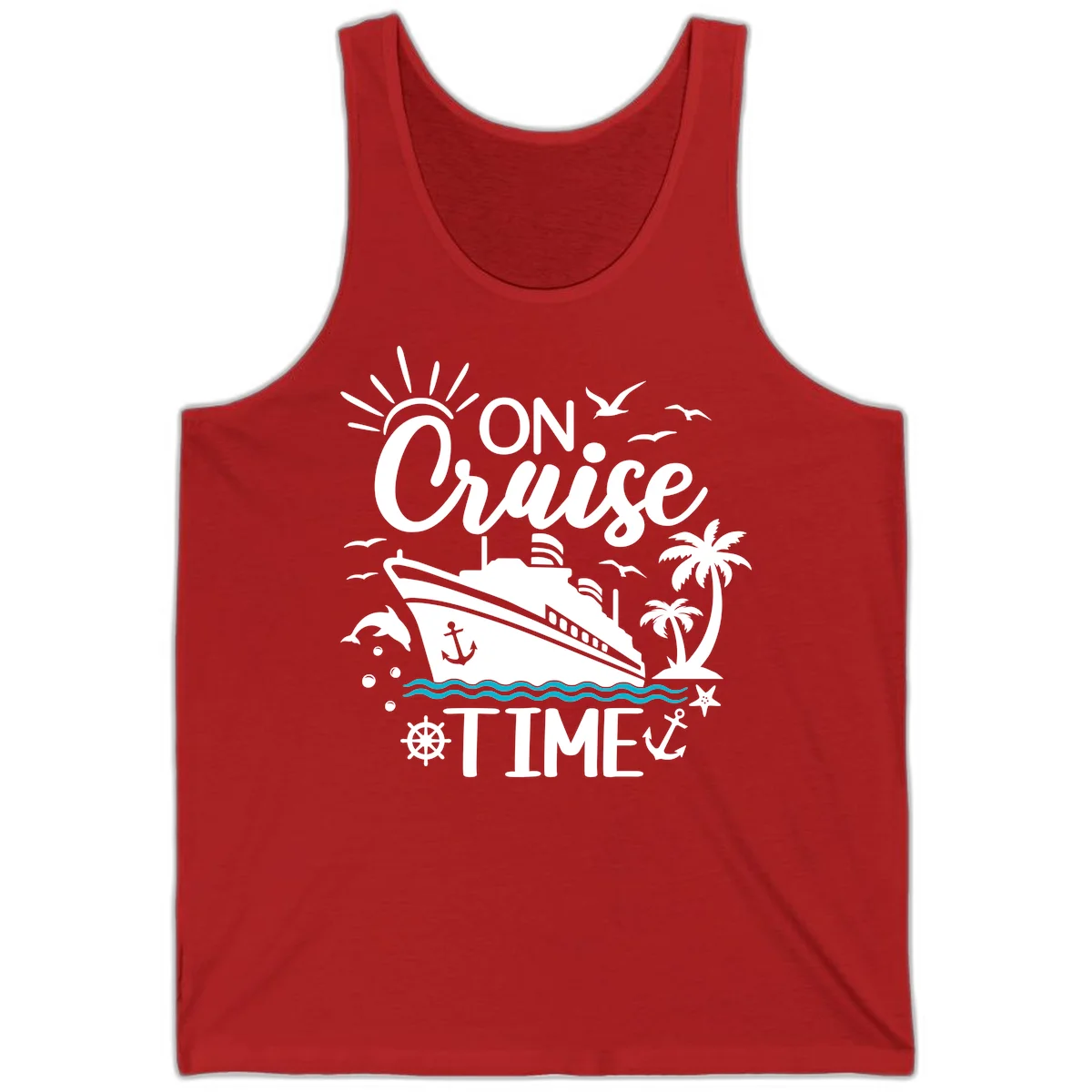On Cruise Time Tank Top for Cruise Vacation in Red