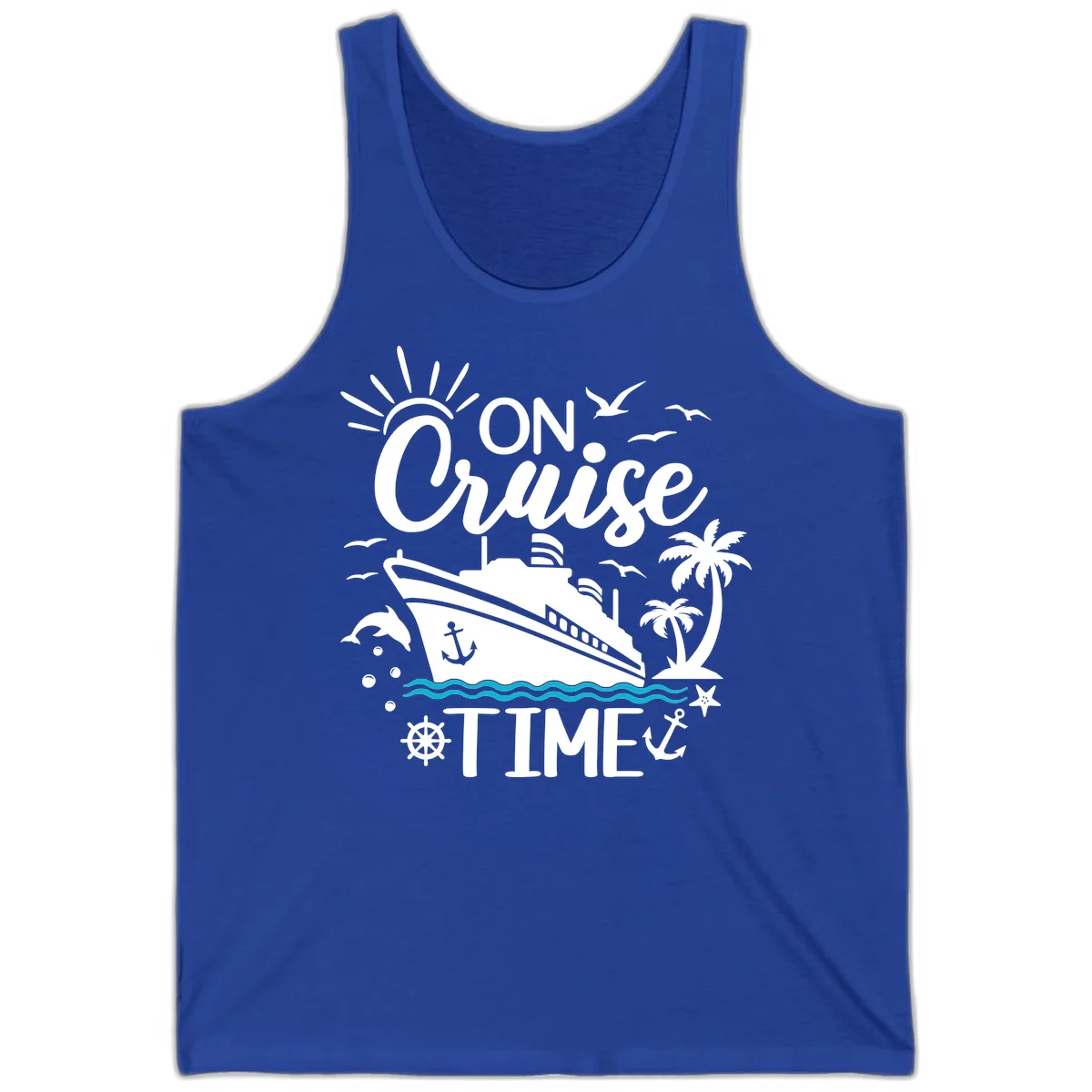 On Cruise Time Tank Top for Cruise Vacation in True Royal