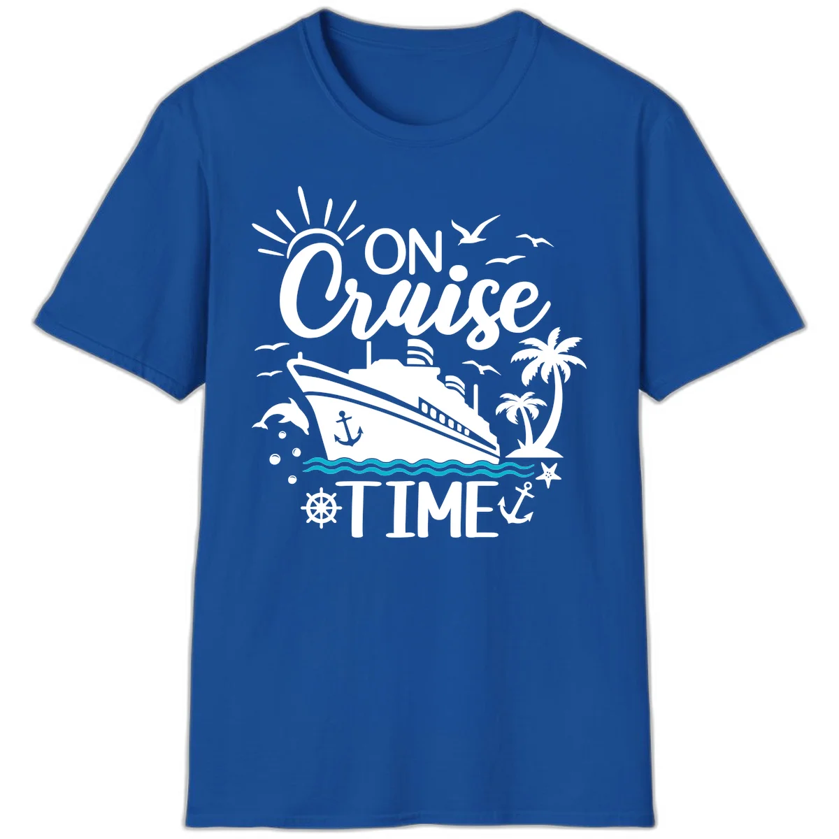 On Cruise Time Nautical Vacation T-Shirt for Lovers in Royal