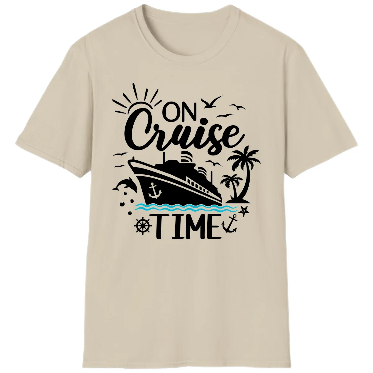On Cruise Time Nautical Vacation T-Shirt for Lovers in Sand
