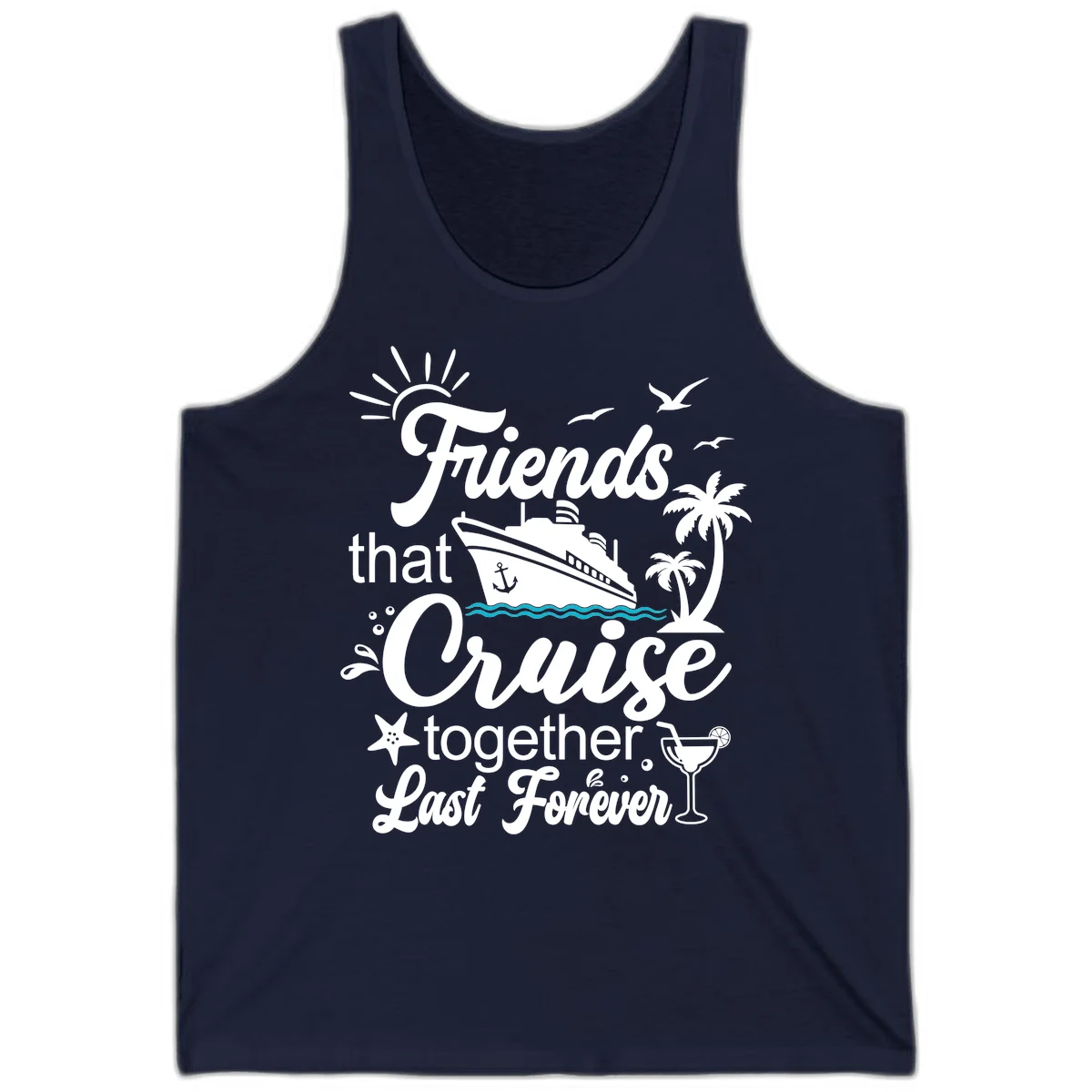 Friends That Cruise Together Last Forever Tank in Navy
