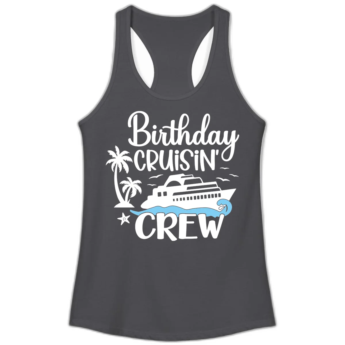 Birthday Cruisin' Crew Ladies Tank Top in Solid Dark Gray