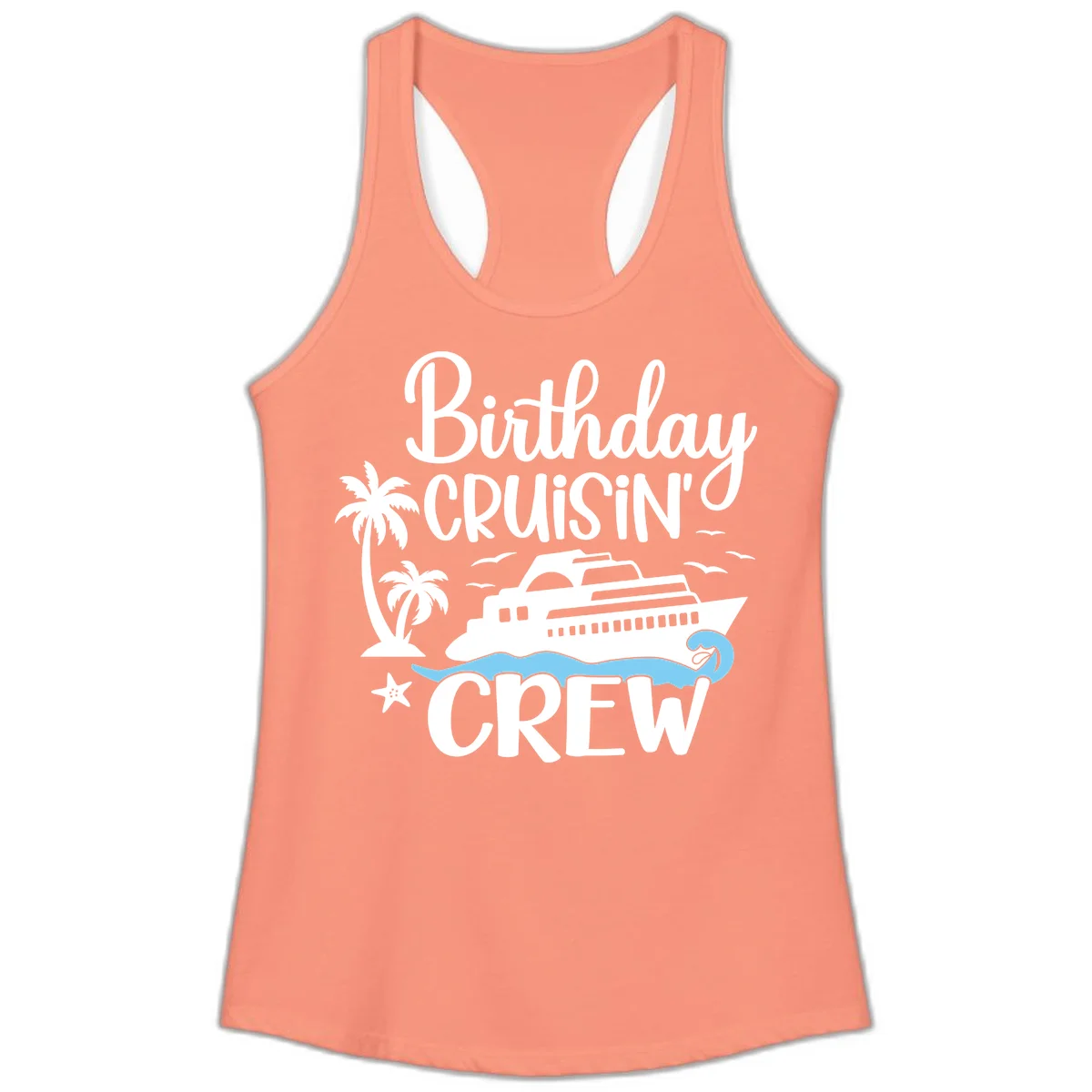 Birthday Cruisin' Crew Ladies Tank Top in Solid Light Orange