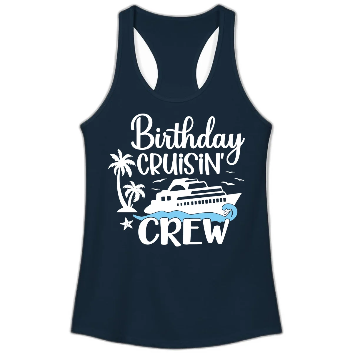 Birthday Cruisin' Crew Ladies Tank Top in Solid Midnight Navy