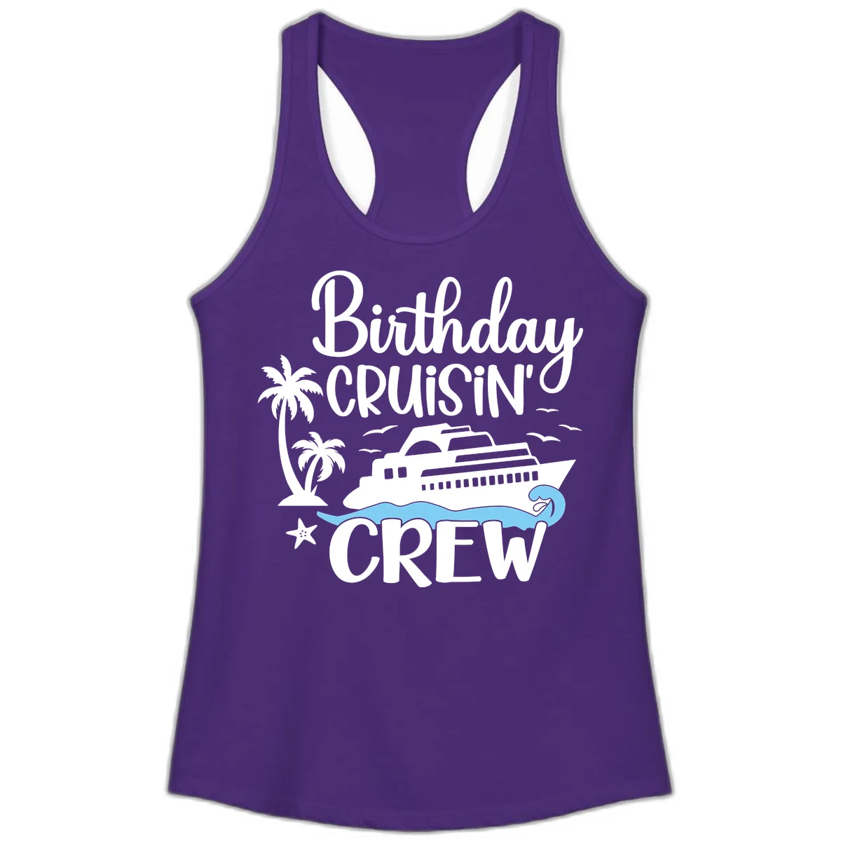Birthday Cruisin' Crew Ladies Tank Top in Solid Purple Rush