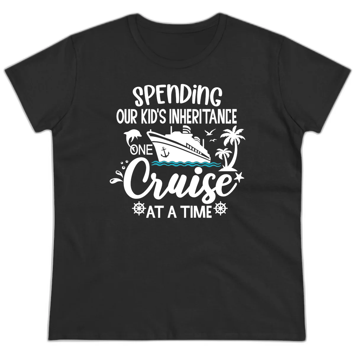 One Cruise At A Time Inheritance Ladies Tee in Black