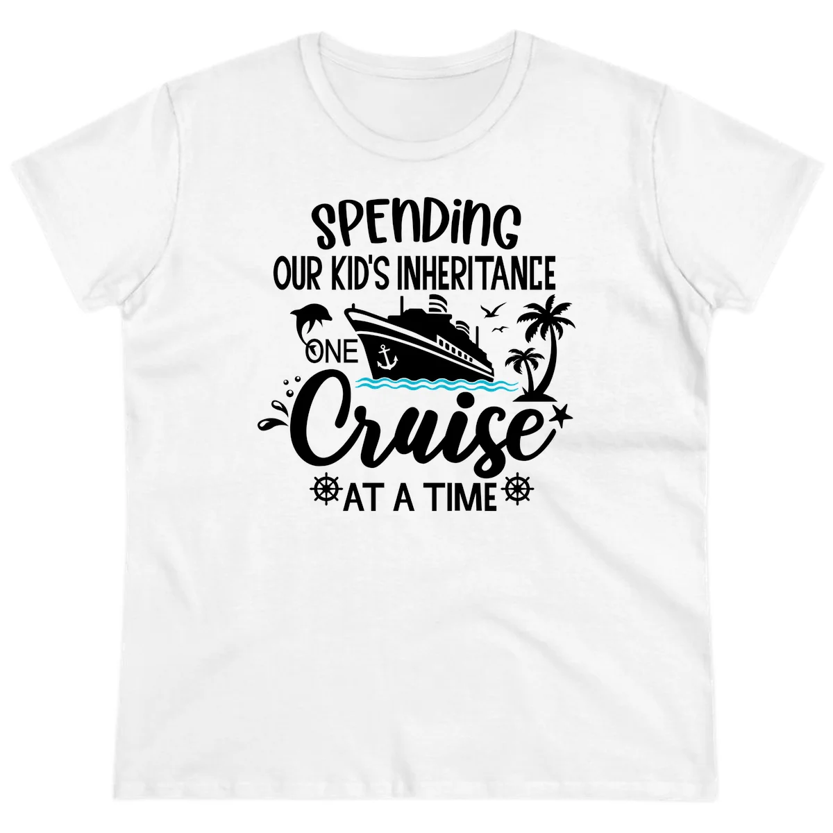 One Cruise At A Time Inheritance Ladies Tee in White