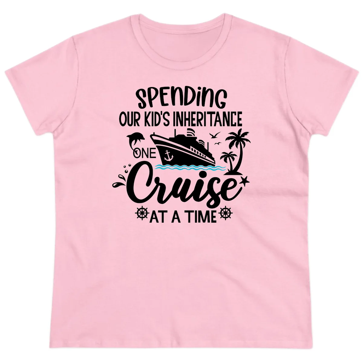 One Cruise At A Time Inheritance Ladies Tee in Light Pink