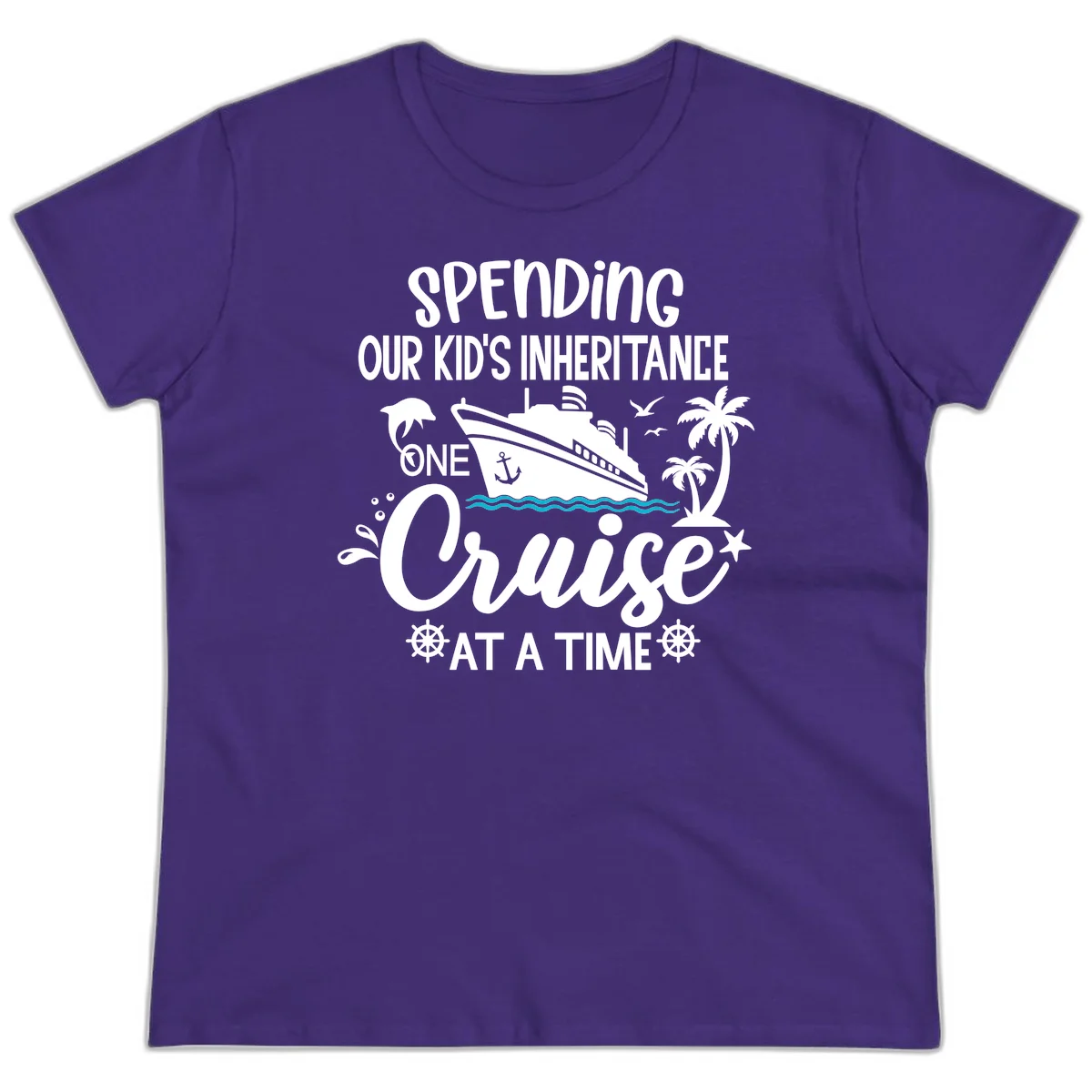 One Cruise At A Time Inheritance Ladies Tee in Purple