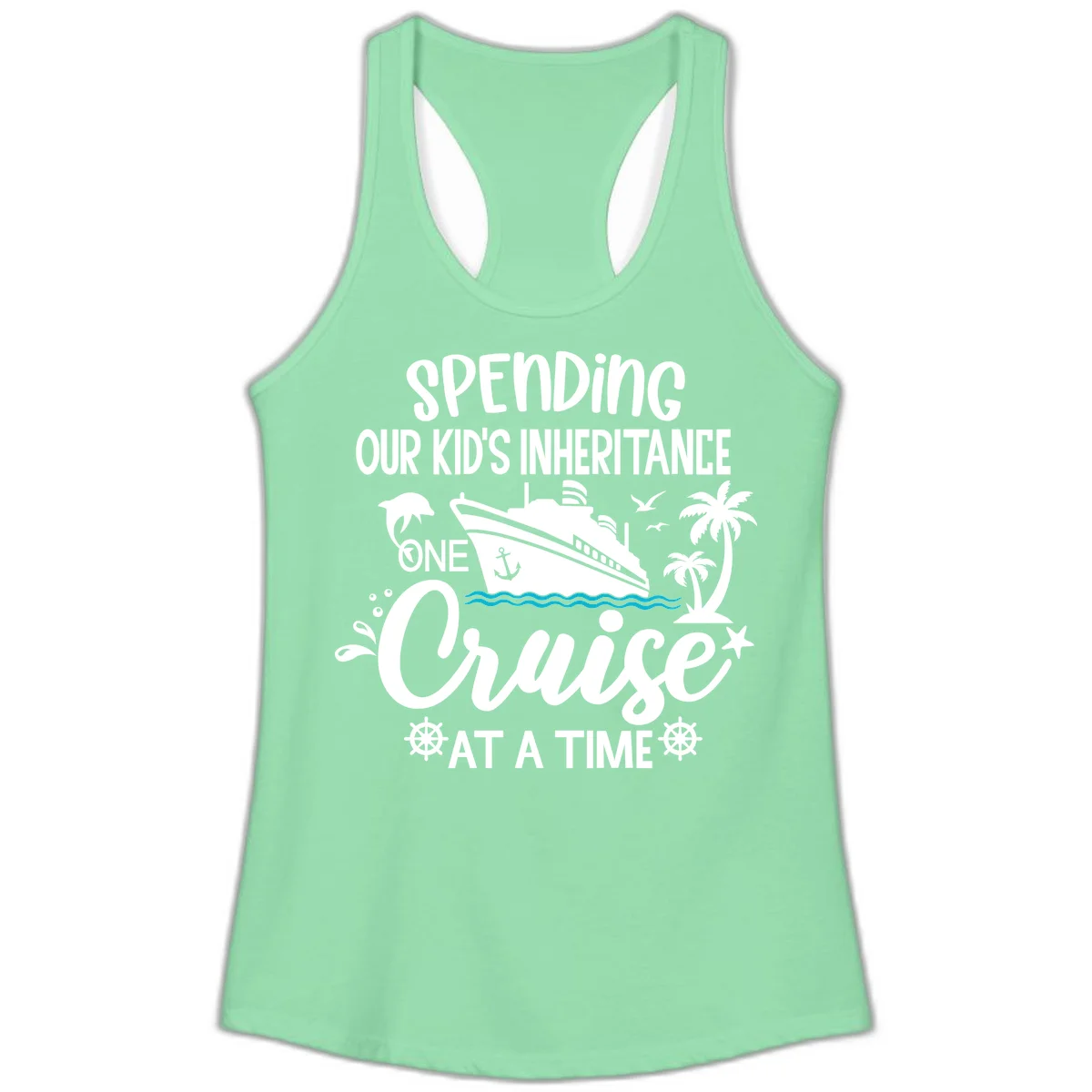 One Cruise At A Time Inheritance Ladies Tank in Solid Mint