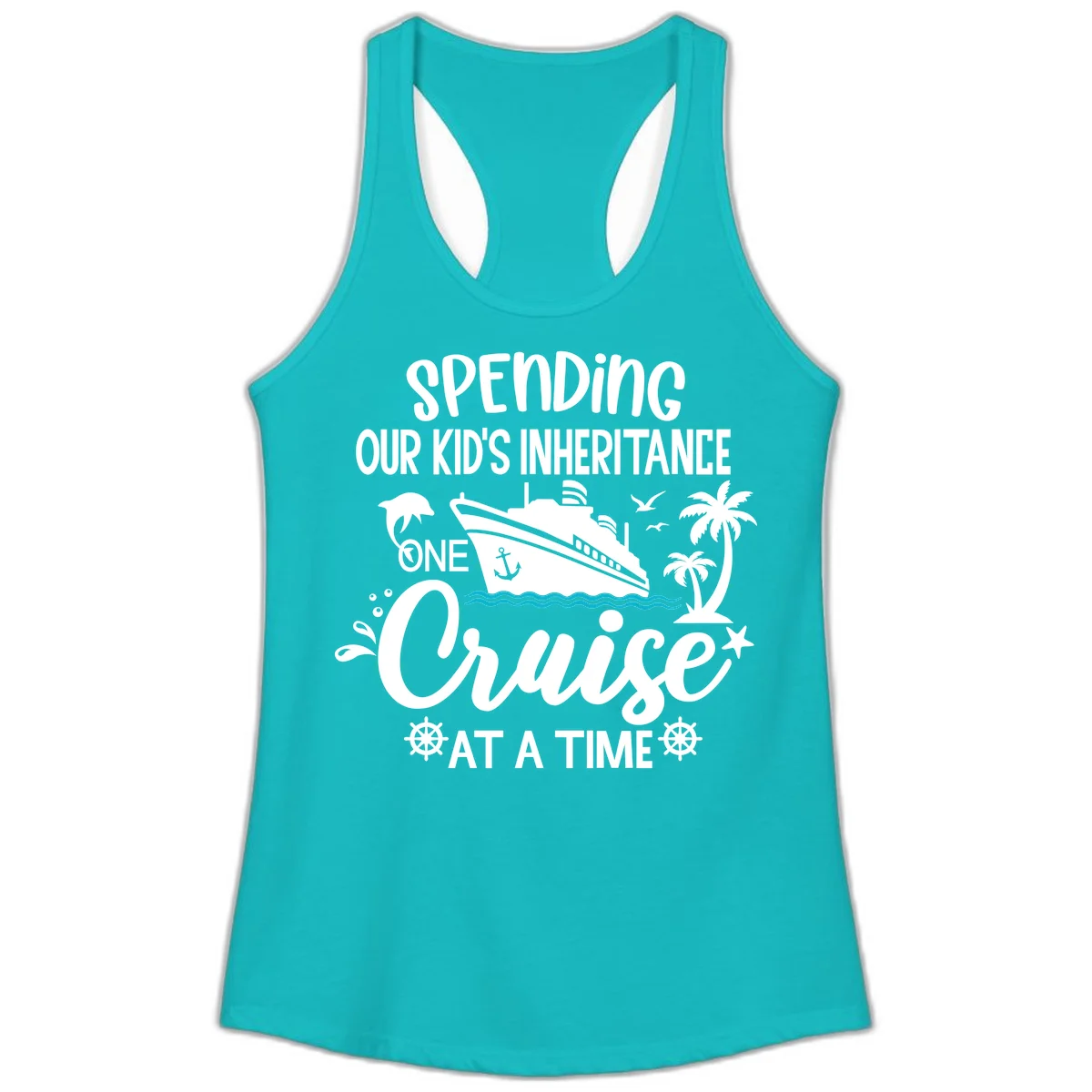 One Cruise At A Time Inheritance Ladies Tank in Tahiti Blue