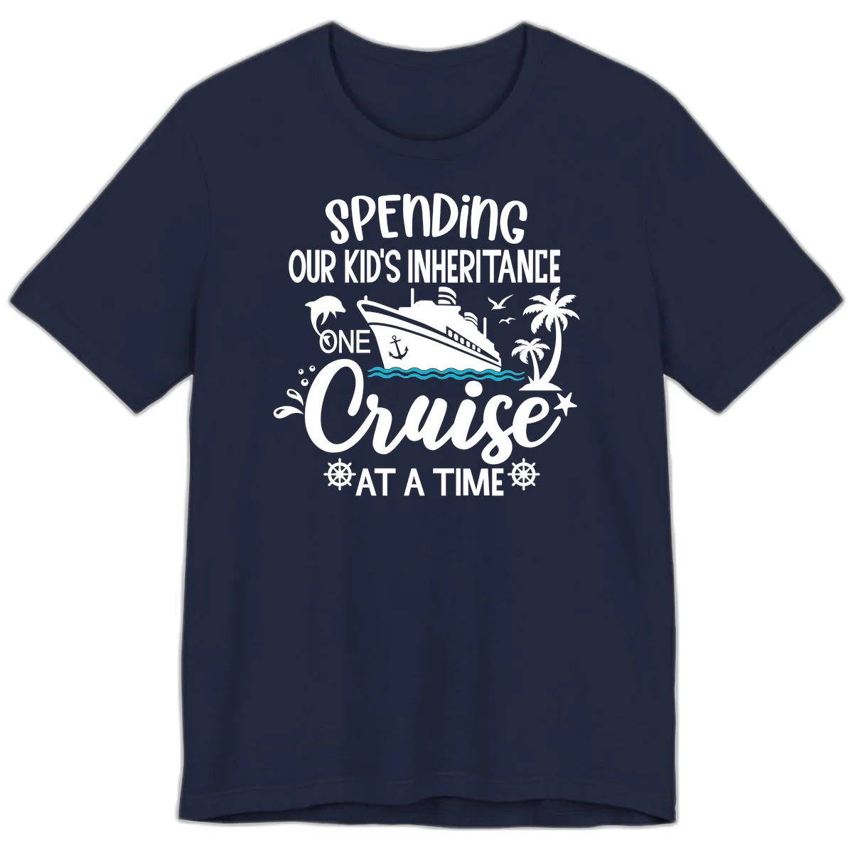One Cruise At A Time Inheritance Premium T-Shirt in Navy