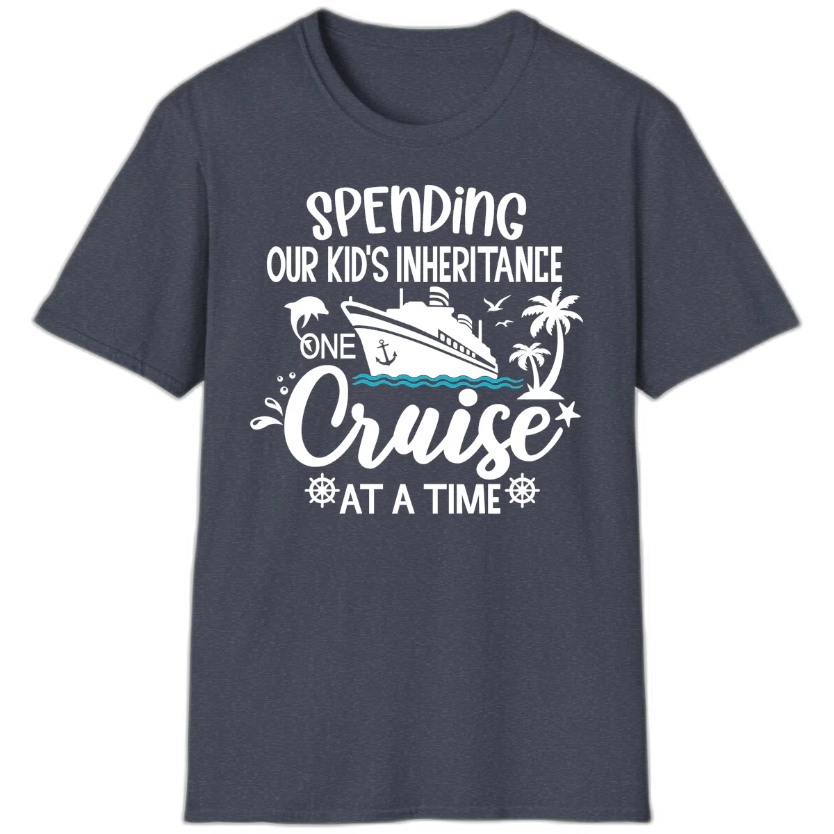 One Cruise At A Time Inheritance T-Shirt in Heather Navy