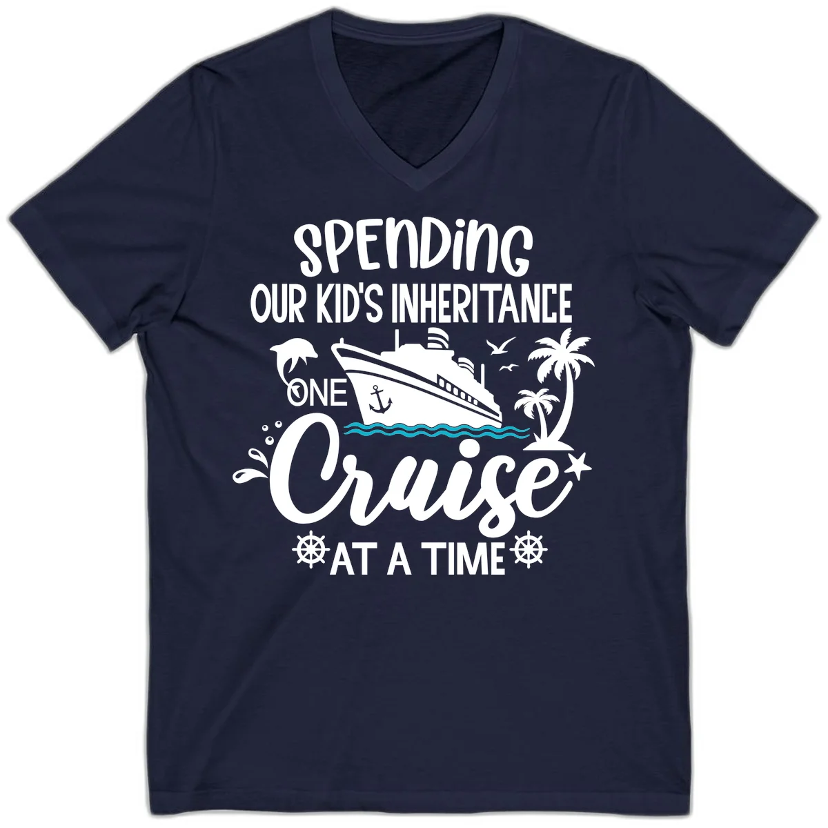 One Cruise At A Time Inheritance V-Neck in Navy