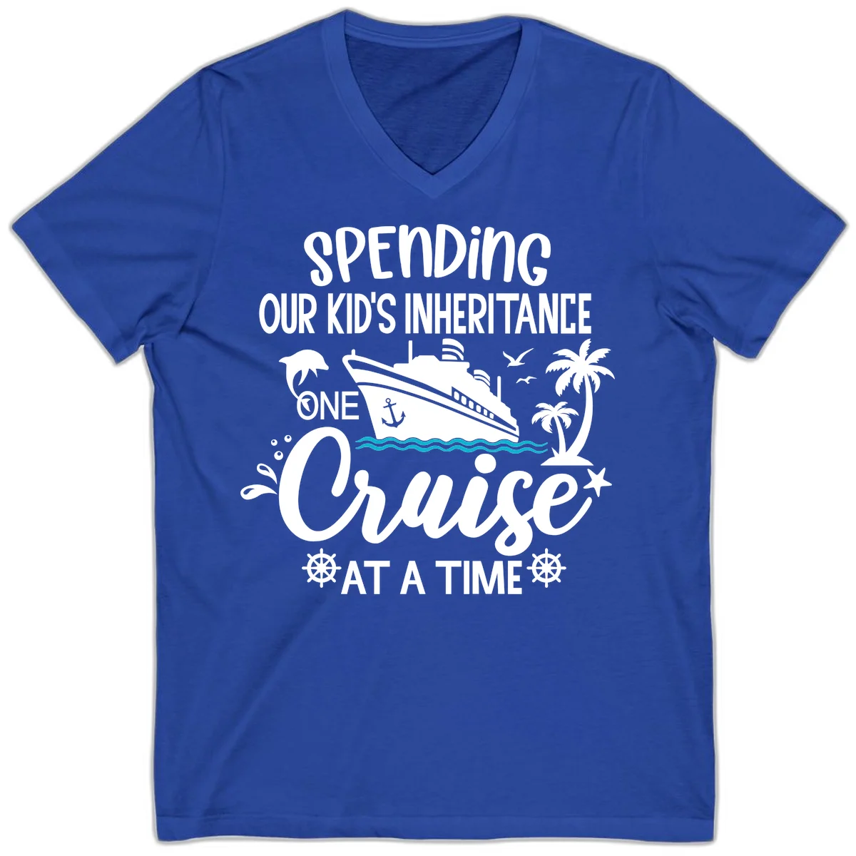 One Cruise At A Time Inheritance V-Neck in True Royal