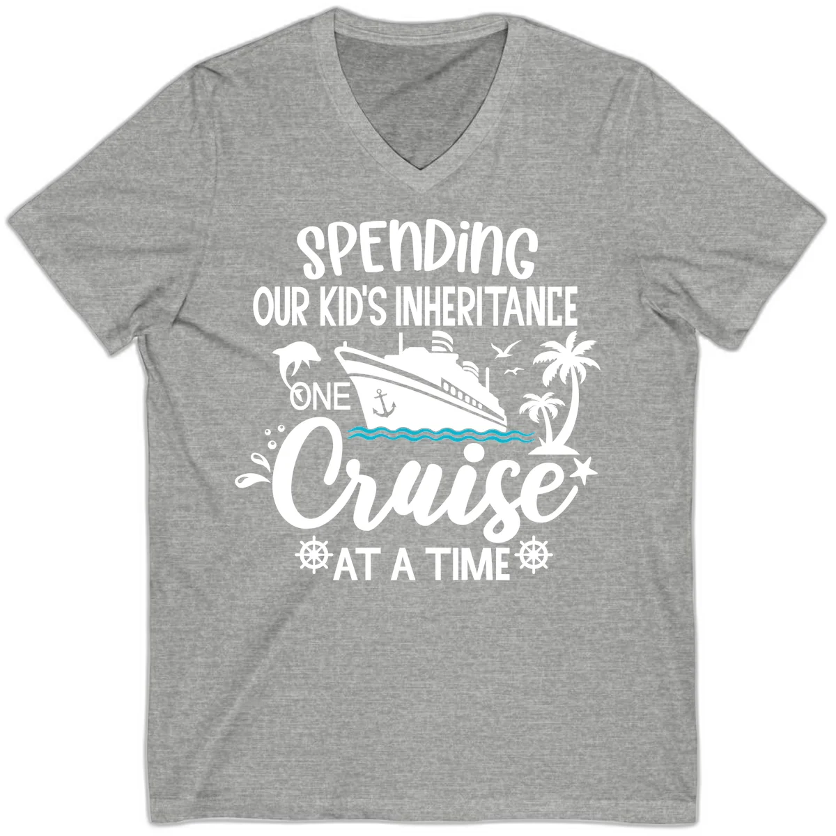 One Cruise At A Time Inheritance V-Neck in Athletic Heather